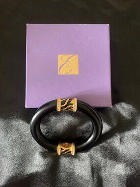 Vtg Elizabeth Taylor Avon Zebra Stripe Collectible Bangle Small/Medium Wrist